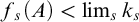 f Subscript s Baseline left parenthesis upper A right parenthesis less than limit Underscript s Endscripts k Subscript s