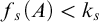 f Subscript s Baseline left parenthesis upper A right parenthesis less than k Subscript s