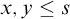 x comma y less than or equals s