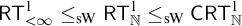 sans serif upper R upper T Subscript less than infinity Superscript 1 Baseline less than or equals Subscript s upper W Baseline sans serif upper R upper T Subscript double struck upper N Superscript 1 Baseline less than or equals Subscript s upper W Baseline sans serif upper C upper R upper T Subscript double struck upper N Superscript 1