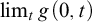 limit Underscript t Endscripts g left parenthesis 0 comma t right parenthesis