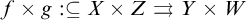 f times g colon subset of or equal to upper X times upper Z right paired arrows upper Y times upper W