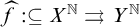 ModifyingAbove f With caret colon subset of or equal to upper X Superscript double struck upper N Baseline right paired arrows upper Y Superscript double struck upper N