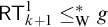 sans serif upper R upper T Subscript k plus 1 Superscript 1 Baseline less than or equals Subscript normal upper W Superscript asterisk Baseline g