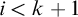 i less than k plus 1
