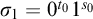 sigma 1 equals 0 Superscript t 0 Baseline 1 Superscript s 0