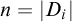n equals StartAbsoluteValue upper D Subscript i Baseline EndAbsoluteValue