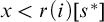 x less than r left parenthesis i right parenthesis left bracket s Superscript asterisk Baseline right bracket