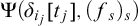 normal upper Psi left parenthesis delta Subscript i Sub Subscript j Subscript Baseline left bracket t Subscript j Baseline right bracket comma left parenthesis f Subscript s Baseline right parenthesis Subscript s Baseline right parenthesis