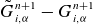 upper G overtilde Subscript i comma alpha Superscript n plus 1 Baseline minus upper G Subscript i comma alpha Superscript n plus 1