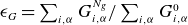 epsilon Subscript upper G Baseline equals sigma summation Underscript i comma alpha Endscripts upper G Subscript i comma alpha Superscript upper N Super Subscript g Baseline divided by sigma summation Underscript i comma alpha Endscripts upper G Subscript i comma alpha Superscript 0