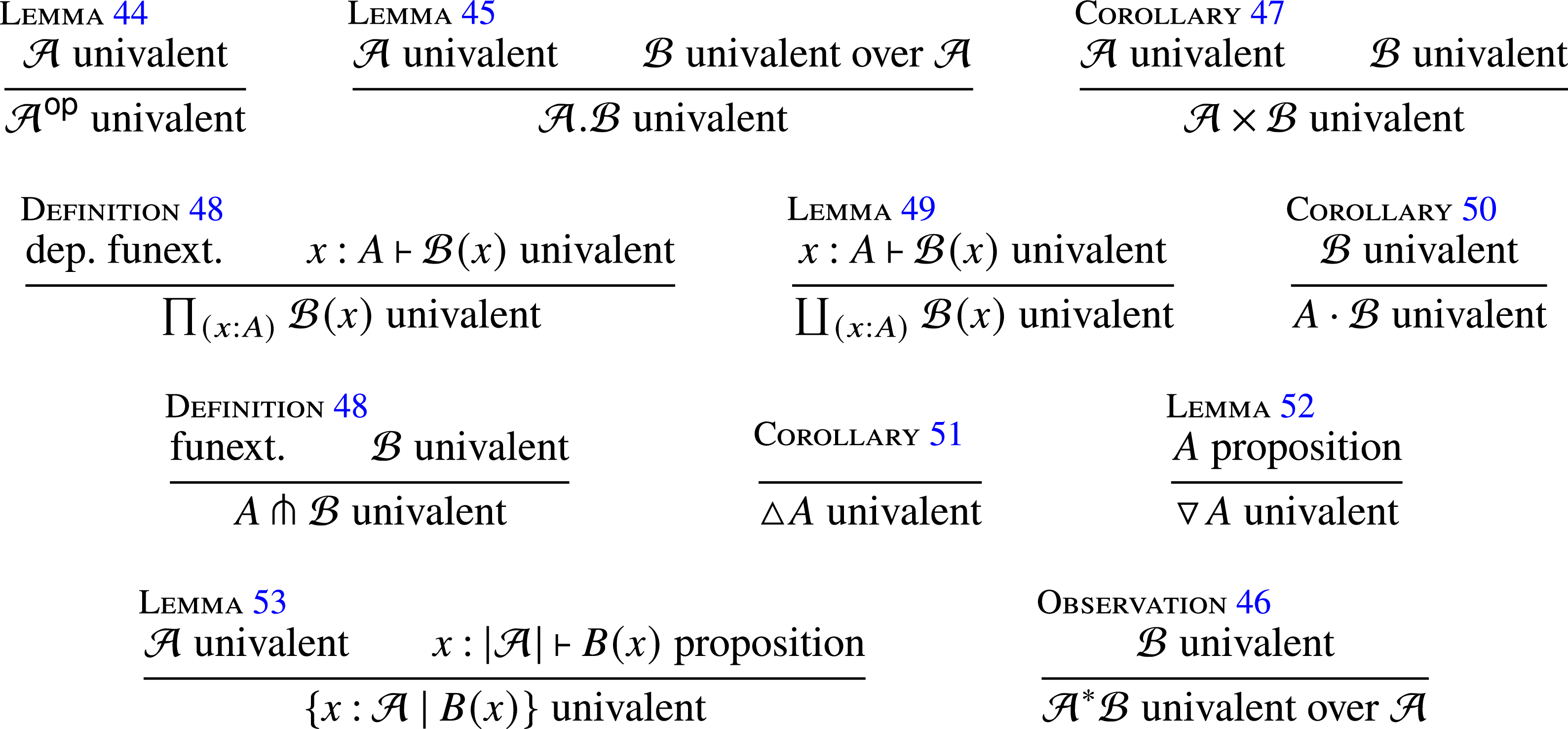 A collection of mathematical lemmas and corollaries related to univalent structures.