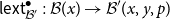 sans serif l sans serif e sans serif x sans serif t Subscript script upper B Sub Superscript prime Subscript Superscript bullet Baseline colon script upper B left parenthesis x right parenthesis right arrow script upper B prime left parenthesis x comma y comma p right parenthesis