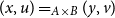 left parenthesis x comma u right parenthesis equals Subscript upper A times upper B Baseline left parenthesis y comma v right parenthesis