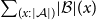 sigma summation Underscript left parenthesis x colon StartAbsoluteValue script upper A EndAbsoluteValue right parenthesis Endscripts StartAbsoluteValue script upper B EndAbsoluteValue left parenthesis x right parenthesis