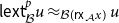 sans serif l sans serif e sans serif x sans serif t Subscript script upper B Superscript p Baseline u almost equals Subscript script upper B left parenthesis sans serif r sans serif x Sub Subscript script upper A Subscript x right parenthesis Baseline u