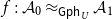 f colon script upper A 0 almost equals Subscript sans serif upper G sans serif p sans serif h Sub Subscript upper U Subscript Baseline script upper A 1