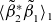 left angle bracket beta overtilde Subscript 2 Superscript asterisk Baseline beta overtilde Subscript 1 Superscript Baseline right angle bracket Subscript 1