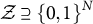 script upper Z superset of or equal to left brace 0 comma 1 right brace Superscript upper N