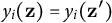 y Subscript i Baseline left parenthesis bold z right parenthesis equals y Subscript i Baseline left parenthesis bold z Superscript prime Baseline right parenthesis