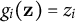 g Subscript i Baseline left parenthesis bold z right parenthesis equals z Subscript i