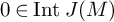 0 element of upper I n t upper J left parenthesis upper M right parenthesis