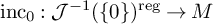 inc Subscript 0 Baseline colon script upper J Superscript negative 1 Baseline left parenthesis StartSet 0 EndSet right parenthesis Superscript reg Baseline right arrow upper M