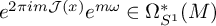 e Superscript 2 pi i m script upper J left parenthesis x right parenthesis Baseline e Superscript m omega element of normal upper Omega Subscript upper S Sub Superscript 1 Superscript asterisk Baseline left parenthesis upper M right parenthesis