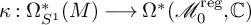 kappa colon normal upper Omega Subscript upper S Sub Superscript 1 Subscript Superscript asterisk Baseline left parenthesis upper M right parenthesis long right arrow normal upper Omega Superscript asterisk Baseline left parenthesis script upper M 0 Superscript reg Baseline comma double struck upper C right parenthesis