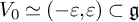upper V 0 asymptotically equals left parenthesis negative epsilon comma epsilon right parenthesis subset of German g