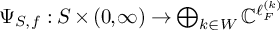 normal upper Psi Subscript upper S comma f Baseline colon upper S times left parenthesis 0 comma infinity right parenthesis right arrow circled plus Underscript k element of upper W Endscripts double struck upper C Superscript script l Super Subscript upper F Super Superscript left parenthesis k right parenthesis