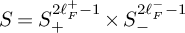 upper S equals upper S Subscript plus Superscript 2 script l Super Subscript upper F Super Superscript plus minus 1 Baseline times upper S Subscript minus Superscript 2 script l Super Subscript upper F Super Superscript minus minus 1