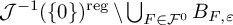 script upper J Superscript negative 1 Baseline left parenthesis StartSet 0 EndSet right parenthesis Superscript reg minus union Underscript upper F element of script upper F Superscript 0 Endscripts upper B Subscript upper F comma epsilon