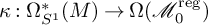 kappa colon normal upper Omega Subscript upper S Sub Superscript 1 Subscript Superscript asterisk Baseline left parenthesis upper M right parenthesis right arrow normal upper Omega left parenthesis script upper M 0 Superscript reg Baseline right parenthesis
