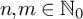 n comma m element of double struck upper N 0