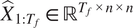 ModifyingAbove upper X With caret Subscript 1 colon upper T Sub Subscript f Subscript Baseline element of double struck upper R Superscript upper T Super Subscript f Superscript times n times n