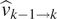 ModifyingAbove v With caret Subscript k minus 1 right arrow k