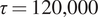 tau equals 120 comma 000
