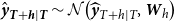 ModifyingAbove bold italic y With caret Subscript bold italic upper T plus bold italic h vertical bar bold italic upper T Baseline tilde script upper N left parenthesis ModifyingAbove bold italic y With caret Subscript upper T plus h vertical bar upper T Baseline comma bold italic upper W Subscript h Baseline right parenthesis