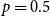 p equals 0.5