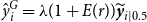ModifyingAbove y With caret Subscript i Superscript upper G Baseline equals lamda left parenthesis 1 plus upper E left parenthesis r right parenthesis right parenthesis bold italic y overtilde Subscript i vertical bar 0.5