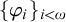left brace phi Subscript i Baseline right brace Subscript i less than omega