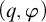 left parenthesis q comma phi right parenthesis