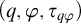 left parenthesis q comma phi comma tau Subscript q phi Baseline right parenthesis