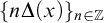 left brace n normal upper Delta left parenthesis x right parenthesis right brace Subscript n element of double struck upper Z