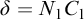 delta equals upper N 1 upper C 1