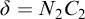 delta equals upper N 2 upper C 2