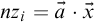 n z Subscript i Baseline equals ModifyingAbove a With right arrow dot ModifyingAbove x With right arrow