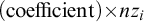 left parenthesis coefficient right parenthesis times n z Subscript i