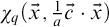 chi Subscript q Baseline left parenthesis ModifyingAbove x With right arrow comma StartFraction 1 Over a EndFraction ModifyingAbove c With right arrow dot ModifyingAbove x With right arrow right parenthesis